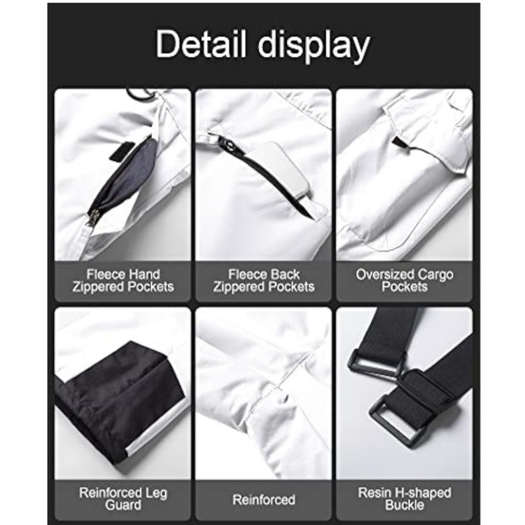 Snow Pants Men Snow Suits Water Resistant Insulated Ski Snow Pants - Picture 8 of 8